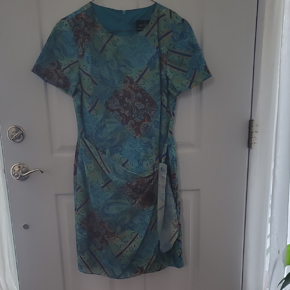 Chic Blue Patterned Mini Dress - image 1